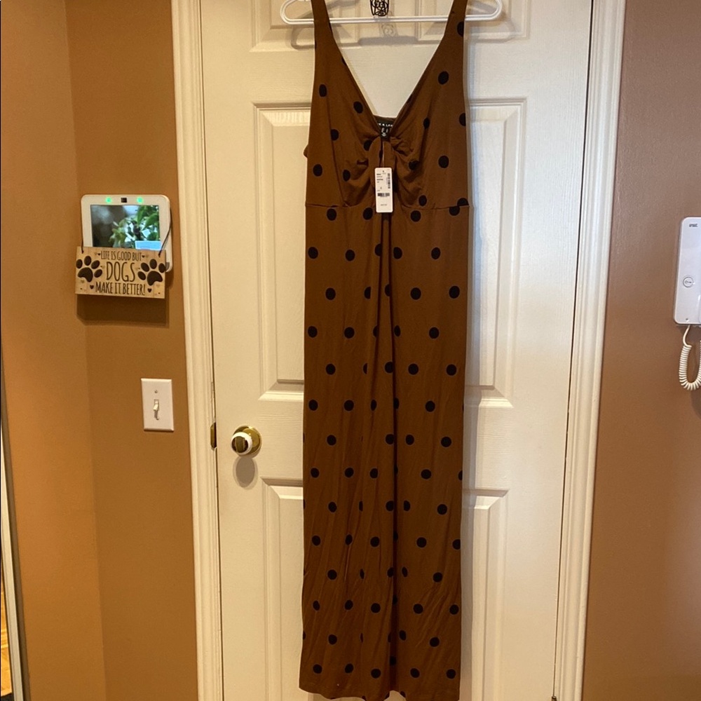 Stylish Brown dress with Black polkadots - Picture 2 of 5
